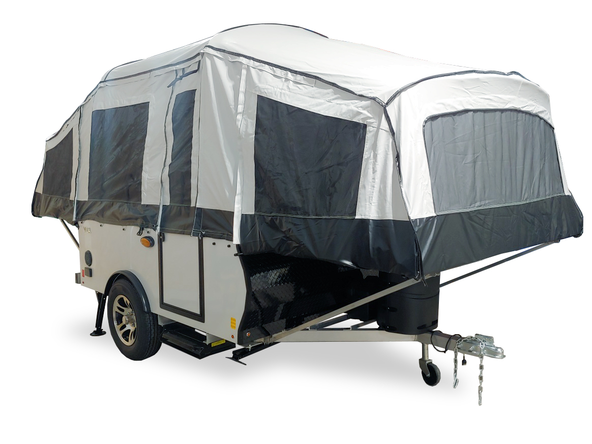 white aire80 camper tent open